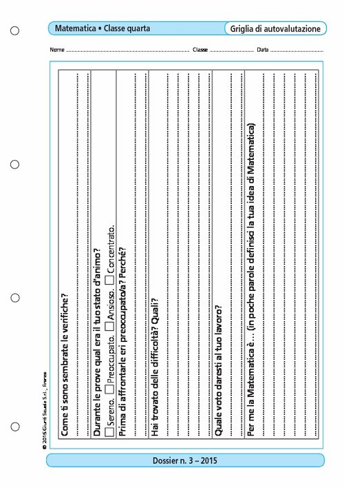 Griglia di autovalutazione di Matematica classe 4/2 | Giunti Scuola Griglia di autovalutazione di Matematica classe 4/2 | Giunti Scuola