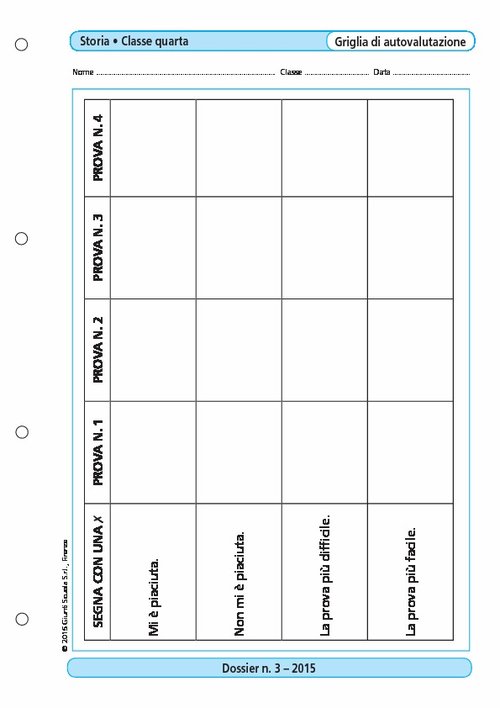 Griglia di autovalutazione di Storia classe 4/1 | Giunti Scuola Griglia di autovalutazione di Storia classe 4/1 | Giunti Scuola