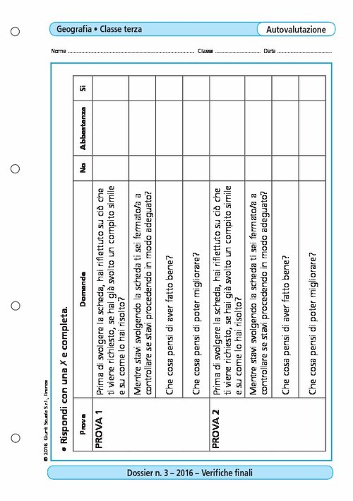 Griglia di autovalutazione: Geografia, classe 3 | Giunti Scuola Griglia di autovalutazione: Geografia, classe 3 | Giunti Scuola