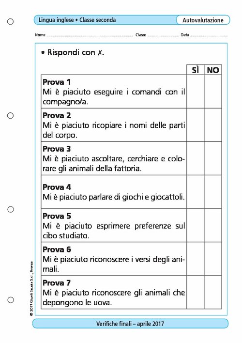 Griglia di autovalutazione: Inglese, classe 2 | Giunti Scuola Griglia di autovalutazione: Inglese, classe 2 | Giunti Scuola