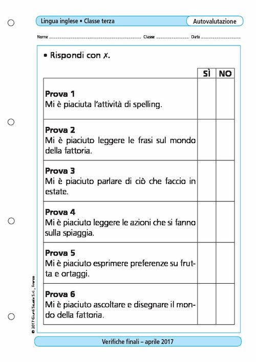 Griglia di autovalutazione: Inglese, classe 3 | Giunti Scuola Griglia di autovalutazione: Inglese, classe 3 | Giunti Scuola