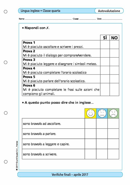 Griglia di autovalutazione: Inglese, classe 4 | Giunti Scuola Griglia di autovalutazione: Inglese, classe 4 | Giunti Scuola