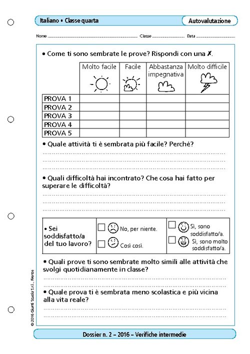 Griglia di autovalutazione: Italiano, classe 4 | Giunti Scuola