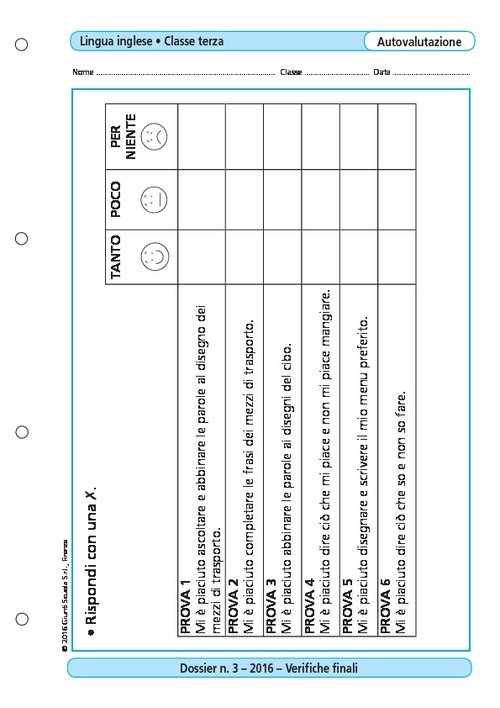 Griglia di autovalutazione: Lingua Inglese, classe 3 | Giunti Scuola Griglia di autovalutazione: Lingua Inglese, classe 3 | Giunti Scuola