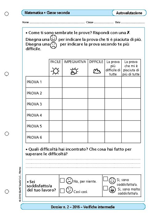 Griglia di autovalutazione: Matematica, classe 2 | Giunti Scuola Griglia di autovalutazione: Matematica, classe 2 | Giunti Scuola