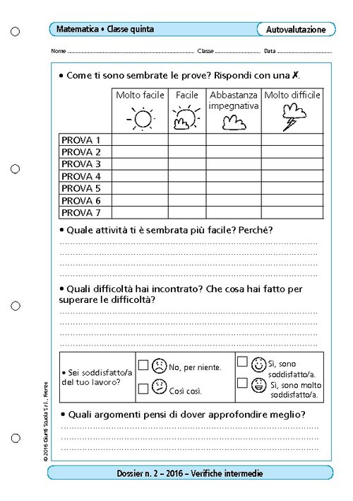 Griglia di autovalutazione: Matematica, classe 5 | Giunti Scuola Griglia di autovalutazione: Matematica, classe 5 | Giunti Scuola
