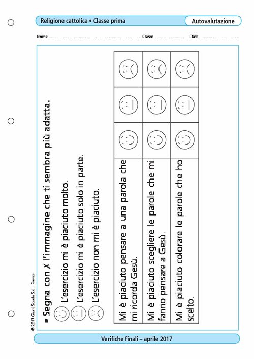 Griglia di autovalutazione: Religione, classe 1 | Giunti Scuola Griglia di autovalutazione: Religione, classe 1 | Giunti Scuola