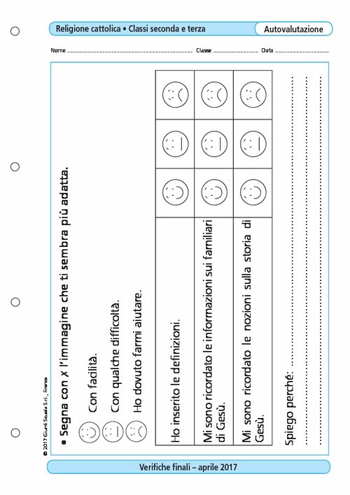 Griglia di autovalutazione: Religione, classi 2 e 3 | Giunti Scuola Griglia di autovalutazione: Religione, classi 2 e 3 | Giunti Scuola