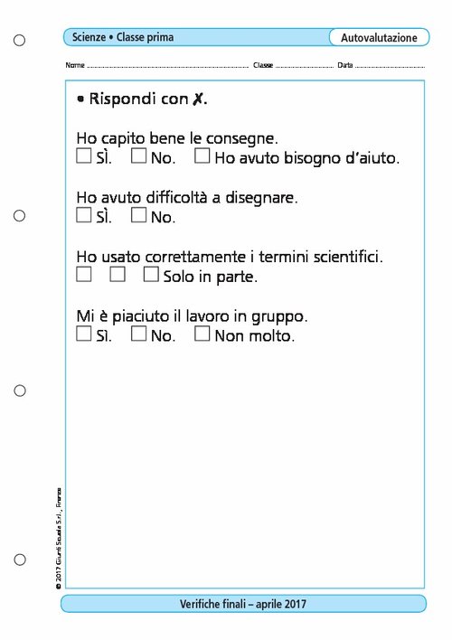Griglia di autovalutazione: Scienze, classe 1 | Giunti Scuola Griglia di autovalutazione: Scienze, classe 1 | Giunti Scuola