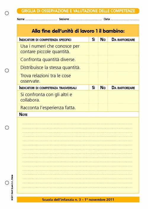 Griglia di osservazione e valutazione delle competenze - La conoscenza del mondo - Numero e spazio 3 | Giunti Scuola Griglia di osservazione e valutazione delle competenze - La conoscenza del mondo - Numero e spazio 3 | Giunti Scuola