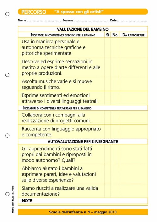 Griglia di valutazione - Percorso: "A spasso con gli artisti" | Giunti Scuola Griglia di valutazione - Percorso: "A spasso con gli artisti" | Giunti Scuola