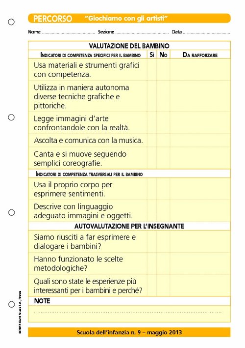 Griglia di valutazione - Percorso: "Giochiamo con gli artisti" | Giunti Scuola Griglia di valutazione - Percorso: "Giochiamo con gli artisti" | Giunti Scuola