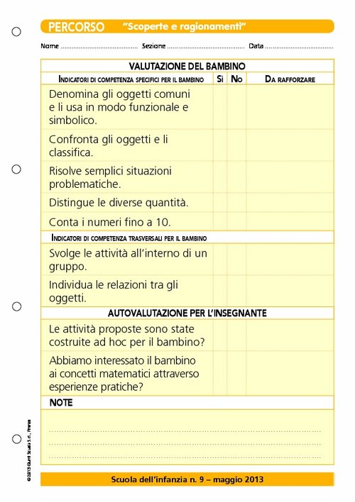 Griglia di valutazione - Percorso: "Scoperte e ragionamenti" | Giunti Scuola