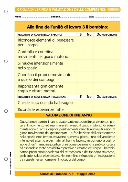 Griglia di verifica e valutazione delle competenze - Il corpo in movimento - 3 | Giunti Scuola Griglia di verifica e valutazione delle competenze - Il corpo in movimento - 3 | Giunti Scuola