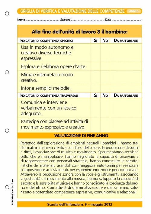 Griglia di verifica e valutazione delle competenze - Immagini, suoni, colori 3 | Giunti Scuola Griglia di verifica e valutazione delle competenze - Immagini, suoni, colori 3 | Giunti Scuola