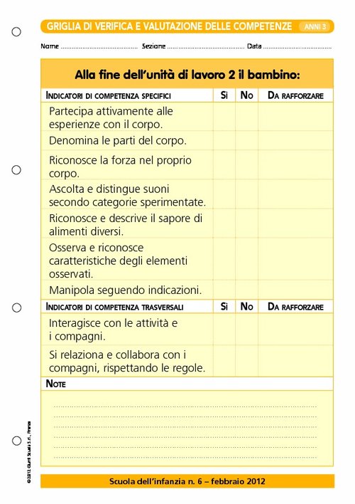 Griglia di verifica e valutazione delle competenze - La conoscenza del mondo - Oggetti, fenomeni, viventi 3 | Giunti Scuola