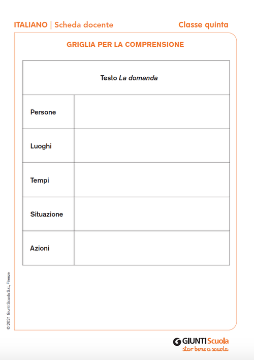 Griglia per la comprensione | Giunti Scuola Griglia per la comprensione | Giunti Scuola