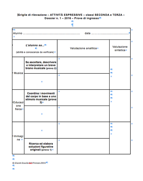 Griglie di rilevazione – Attività espressive classi 2-3 | Giunti Scuola Griglie di rilevazione – Attività espressive classi 2-3 | Giunti Scuola