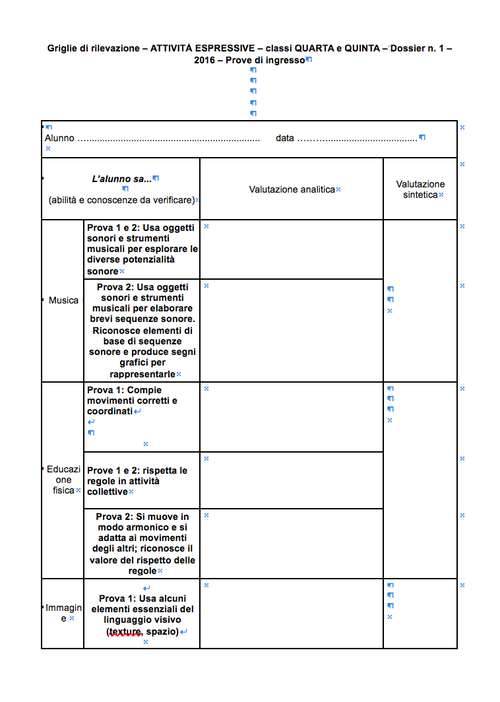 Griglie di rilevazione – Attività espressive classi 4-5 | Giunti Scuola Griglie di rilevazione – Attività espressive classi 4-5 | Giunti Scuola