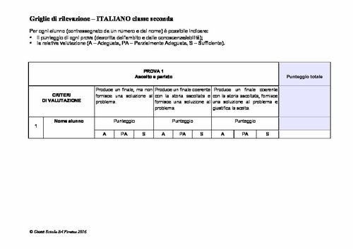Griglie di rilevazione: classe 2 | Giunti Scuola