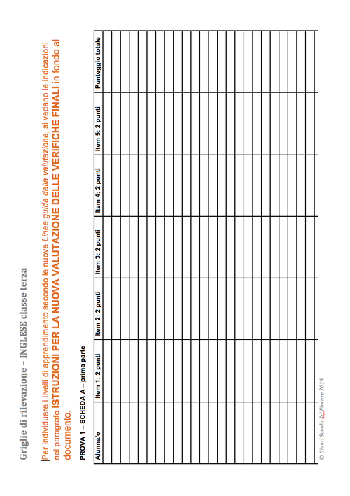 Griglie di rilevazione – Inglese classe terza | Giunti Scuola Griglie di rilevazione – Inglese classe terza | Giunti Scuola