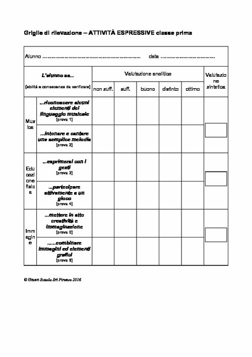 Griglie di rilevazione: Musica Movimento Immagine, classe 1 | Giunti Scuola Griglie di rilevazione: Musica Movimento Immagine, classe 1 | Giunti Scuola