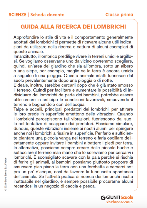 Guida alla ricerca dei lombrichi | Giunti Scuola Guida alla ricerca dei lombrichi | Giunti Scuola