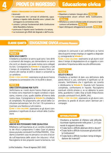 Guida alle prove di ingresso | Educazione Civica 4 | Giunti Scuola Guida alle prove di ingresso | Educazione Civica 4 | Giunti Scuola