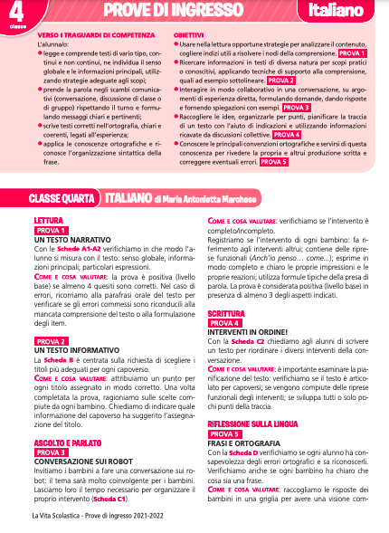 Guida alle prove di ingresso | Italiano 4 | Giunti Scuola