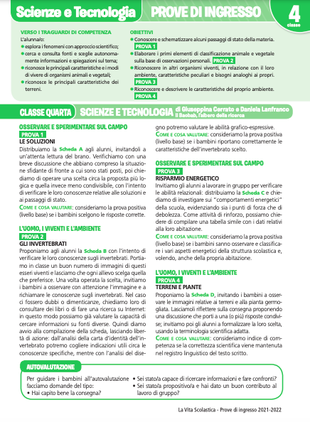 Guida alle prove di ingresso | Scienze e Tecnologia 4 | Giunti Scuola Guida alle prove di ingresso | Scienze e Tecnologia 4 | Giunti Scuola