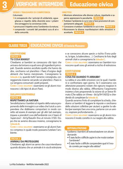 Guida alle verifiche intermedie | Educazione civica 3 | Giunti Scuola Guida alle verifiche intermedie | Educazione civica 3 | Giunti Scuola