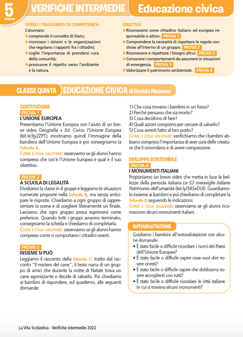Guida alle verifiche intermedie | Educazione civica 5 | Giunti Scuola Guida alle verifiche intermedie | Educazione civica 5 | Giunti Scuola