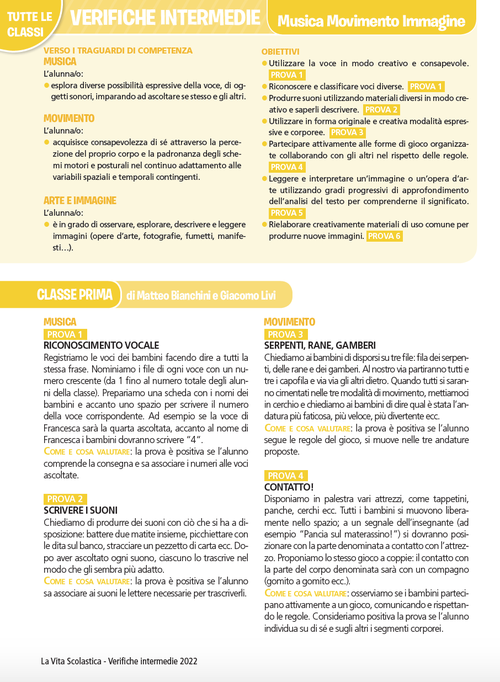 Guida alle verifiche intermedie | Musica Movimento Immagine 1-5 | Giunti Scuola Guida alle verifiche intermedie | Musica Movimento Immagine 1-5 | Giunti Scuola