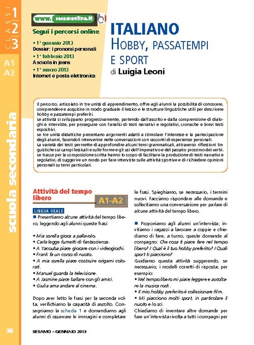 Hobby, passatempi e sport | Giunti Scuola Hobby, passatempi e sport | Giunti Scuola