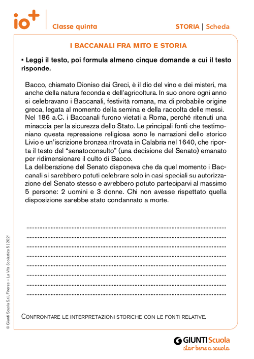 I baccanali tra mito e storia | Giunti Scuola