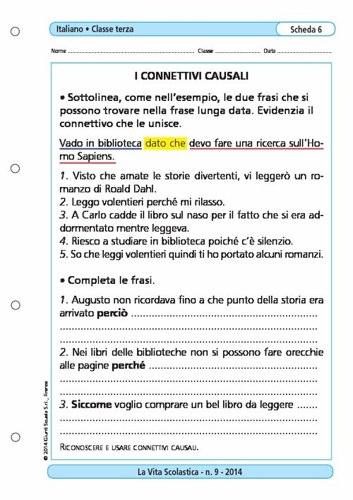 I connettivi causali | Giunti Scuola I connettivi causali | Giunti Scuola