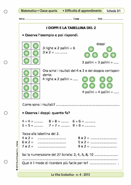 I doppi e la tabellina del 2 | Giunti Scuola I doppi e la tabellina del 2 | Giunti Scuola