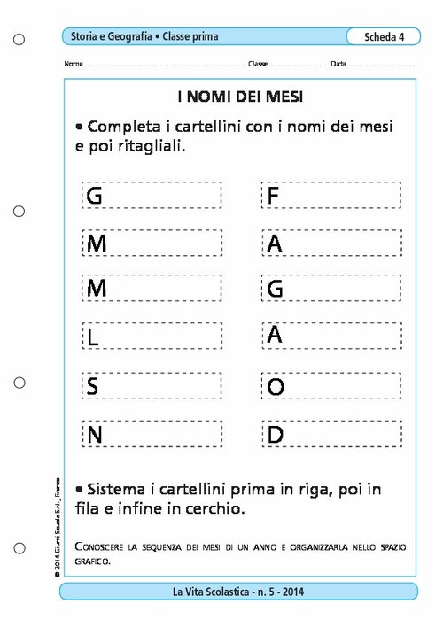 I nomi dei mesi | Giunti Scuola I nomi dei mesi | Giunti Scuola