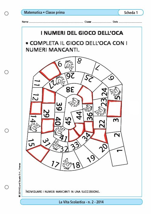 I numeri del gioco dell'oca | Giunti Scuola I numeri del gioco dell'oca | Giunti Scuola
