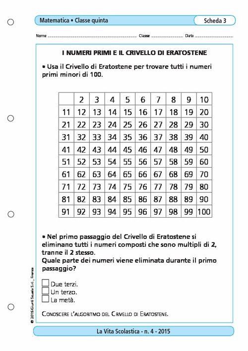 I numeri primi e il Crivello di Eratostene | Giunti Scuola I numeri primi e il Crivello di Eratostene | Giunti Scuola