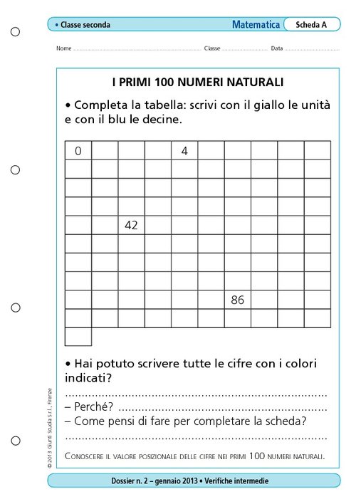 I primi 100 numeri naturali | Giunti Scuola I primi 100 numeri naturali | Giunti Scuola