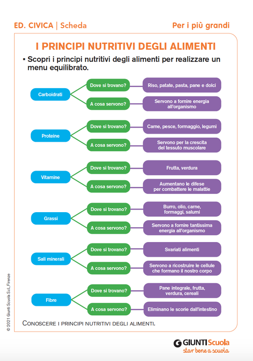 I principi nutritivi degli alimenti | Giunti Scuola I principi nutritivi degli alimenti | Giunti Scuola