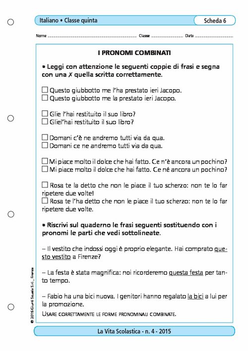 I pronomi combinati | Giunti Scuola I pronomi combinati | Giunti Scuola