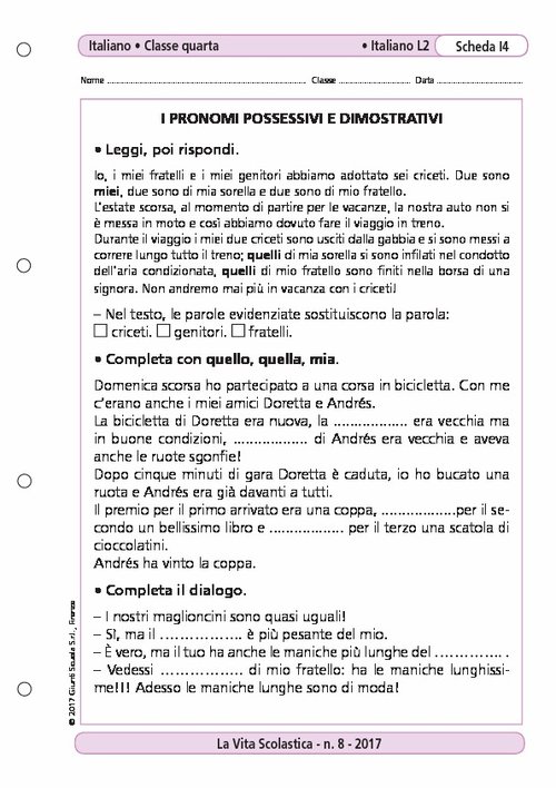 I pronomi possessivi e dimostrativi | Giunti Scuola I pronomi possessivi e dimostrativi | Giunti Scuola