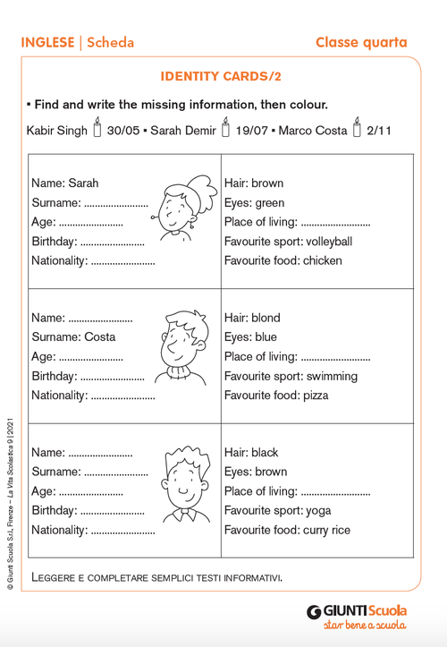 Identity cards/2 | Giunti Scuola Identity cards/2 | Giunti Scuola