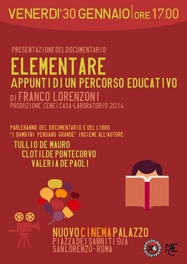 Il 30 gennaio a Roma presentazione del documentario "Elementare. Appunti di un percorso educativo" | Giunti Scuola Il 30 gennaio a Roma presentazione del documentario "Elementare. Appunti di un percorso educativo" | Giunti Scuola
