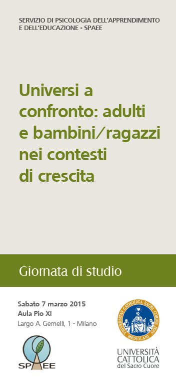 Il 7 marzo a Milano la giornata di studio "Universi a confronto: adulti e bambini/ragazzi nei contesti di crescita" | Giunti Scuola Il 7 marzo a Milano la giornata di studio "Universi a confronto: adulti e bambini/ragazzi nei contesti di crescita" | Giunti Scuola