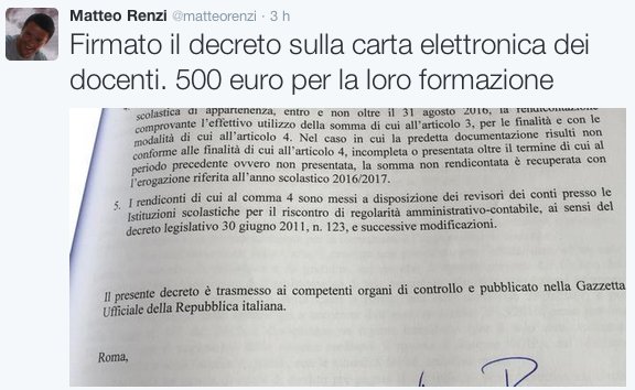 Il Bonus di 500 euro per gli insegnanti in un tweet | Giunti Scuola Il Bonus di 500 euro per gli insegnanti in un tweet | Giunti Scuola
