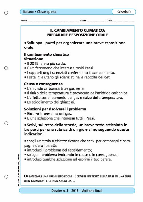 Il cambiamento climatico: preparare l'esposizione orale | Giunti Scuola Il cambiamento climatico: preparare l'esposizione orale | Giunti Scuola