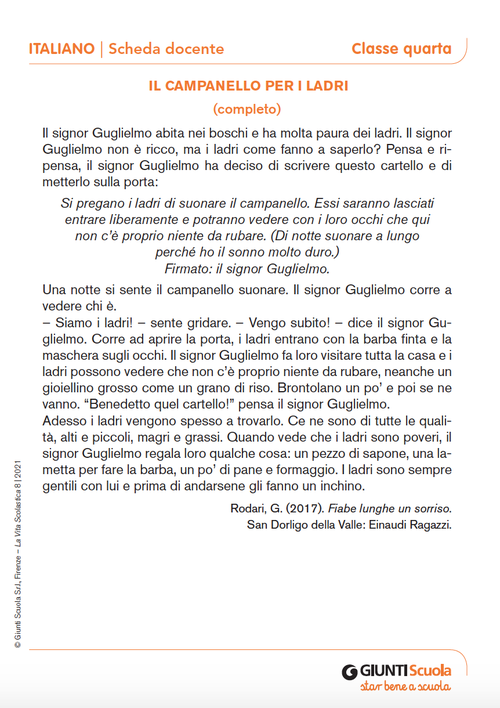 Il campanello per i ladri (completo) | Giunti Scuola Il campanello per i ladri (completo) | Giunti Scuola